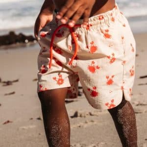 Swim Essentials Badeshorts, Crabby Red/Beige, 122-128
